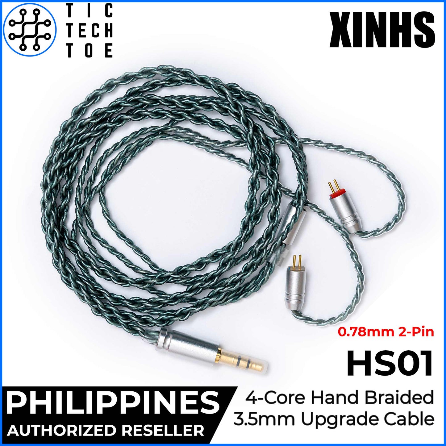 XINHS x TTTPH HS01 Green 4-Core Silver Plated Hand Braided Earphone IEM Upgrade Replacement Cable