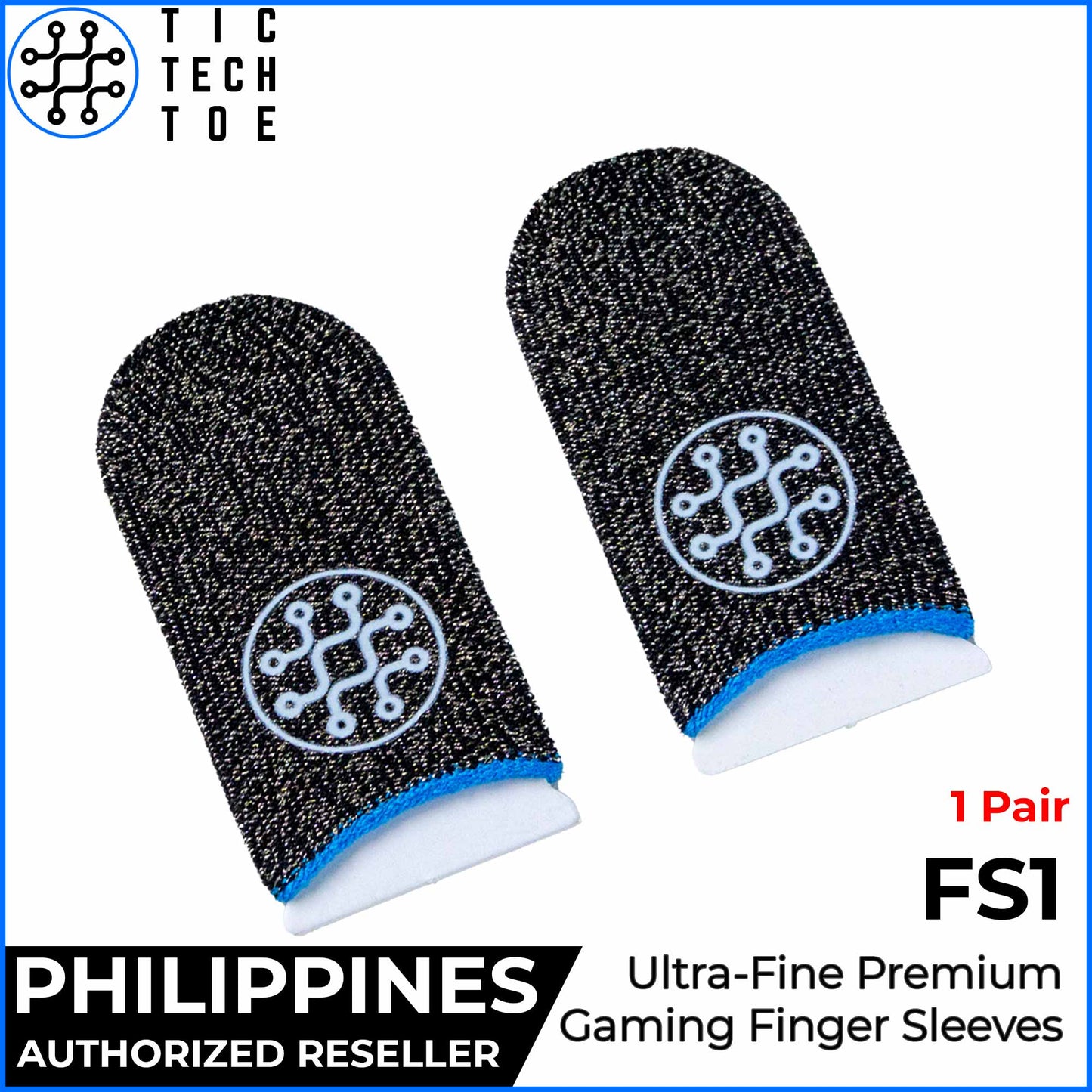 Tic Tech Toe FS1 Finger Sleeves Breathable Mesh Anti-Sweat Mobile Gaming Thumb Cover 1 Pair (2 pcs)