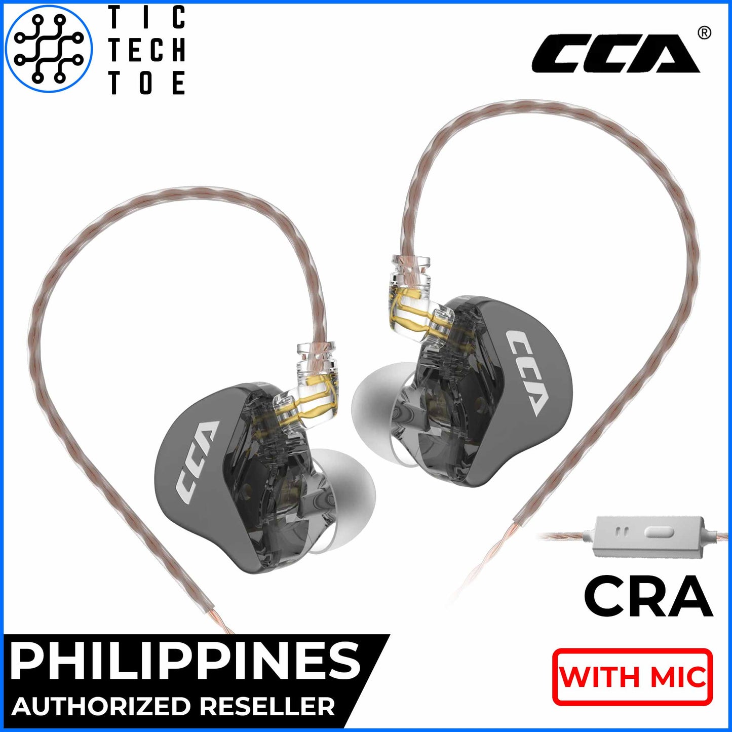 CCA CRA Dynamic Driver Noise Isolating Detachable Cable Earphones with Mic