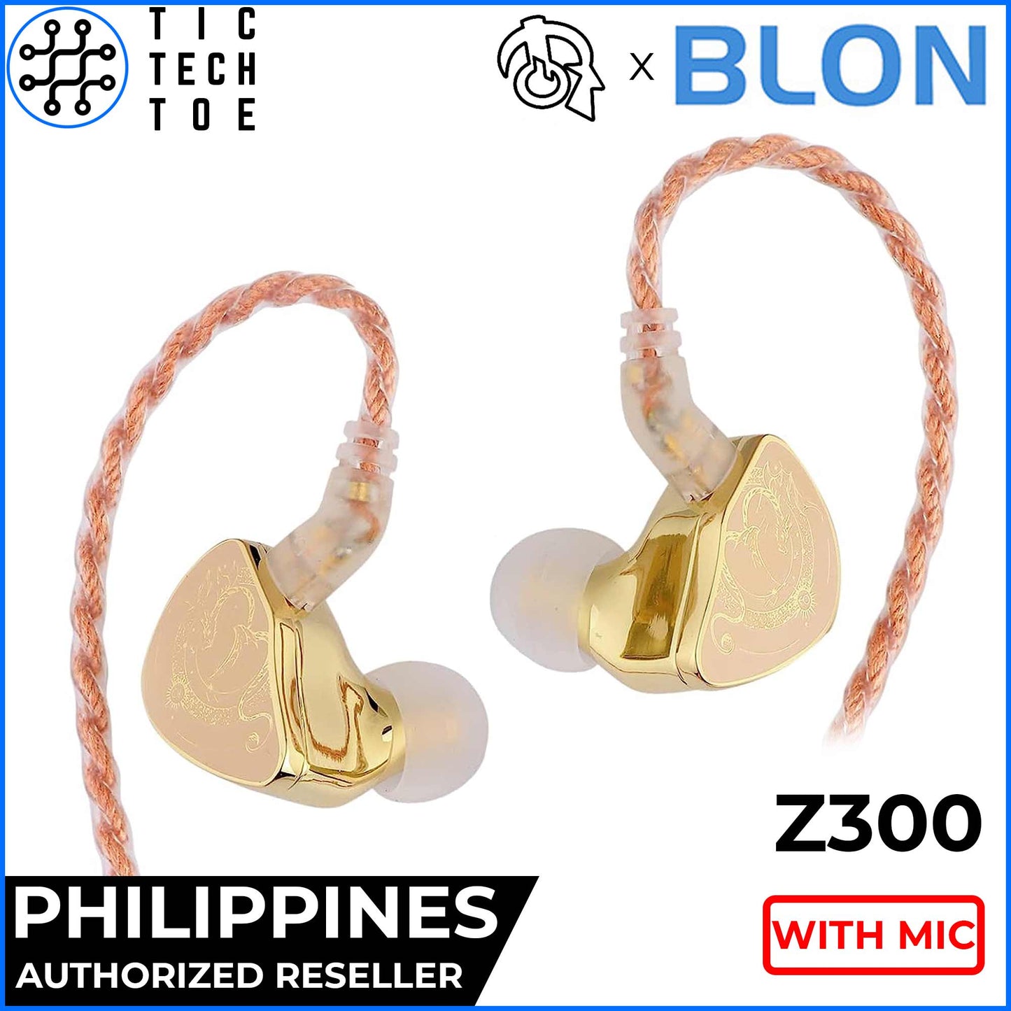 BLON x HBB Z300 Zinc Alloy Dynamic Driver Silicone Diaphragm HiFi IEM Earphones with Mic