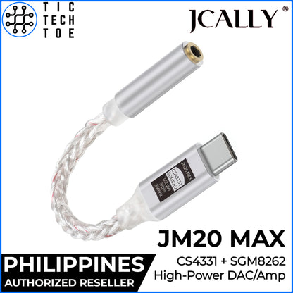 JCALLY JM20 MAX High-Power Headphone/Earphone USB C to 3.5mm Aluminum Audio DAC/Amp Adapter Cable