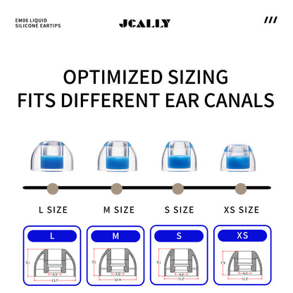 JCALLY EM06 Premium Liquid Silicone Earphone Tips Soft Upgrade Replacement 4 Pairs Set IEM Eartips