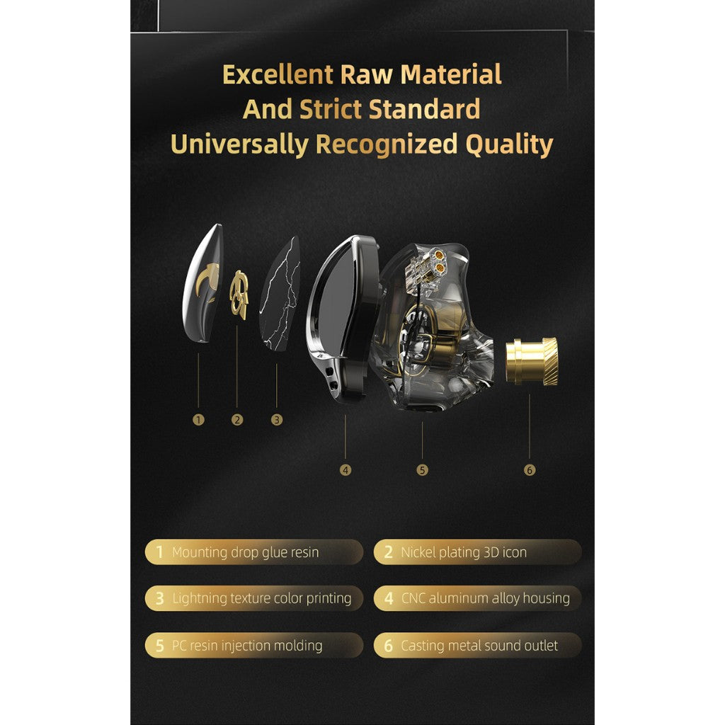 QKZ x HBB Titanium Composite Diaphragm Dynamic Driver IEM Earphones with Mic