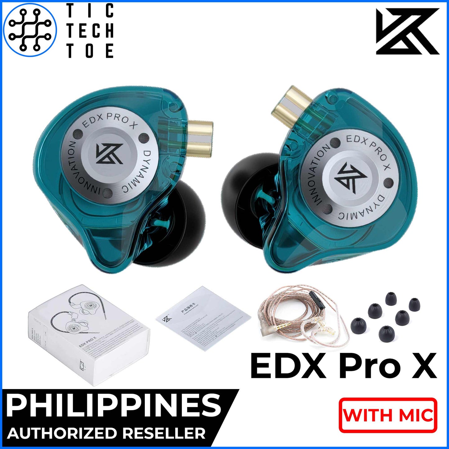 KZ EDX Pro X Upgraded Dynamic Driver Earphones Detachable Wired Cable IEM with Mic and Music Control