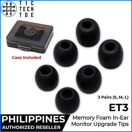 Tic Tech Toe ET3 Memory Foam Earphone Tips Upgrade Replacement IEM 3 Pairs Set Eartips With Case